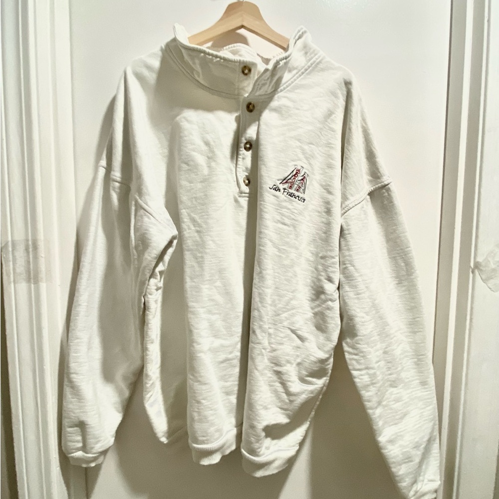 12) Vintage SGT LA Cotton Mockneck Fisherman Oversized Y2K 90s Grandpa Retro Sw…